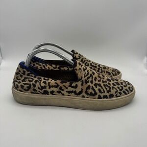 Rothy's The Sneaker Leopard Print Slip‎ On Knit Loafers Womens Size 9.5